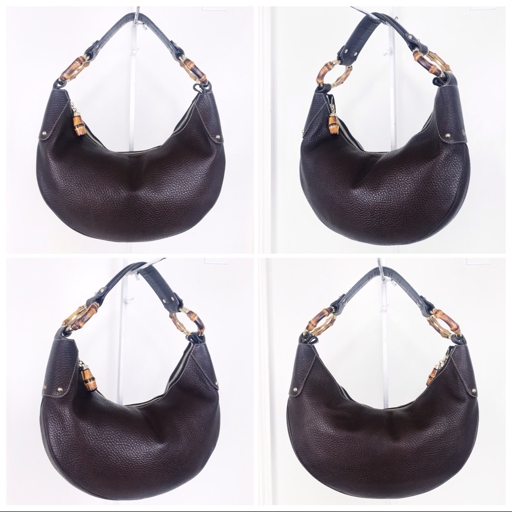 Gucci Brown Pebbled Leather Medium Bamboo Hobo Bag - Picture 8 of 8